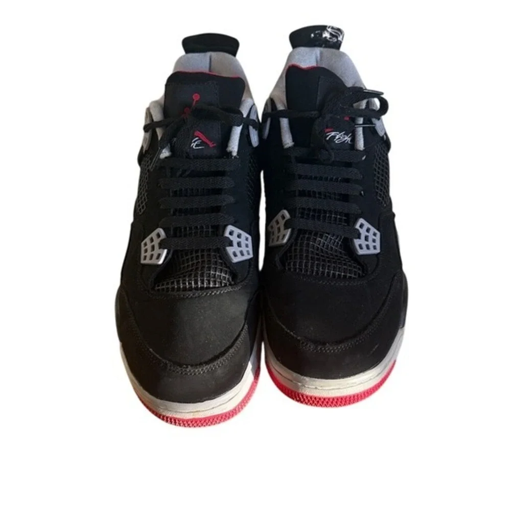 Air Jordan‎ 4 Retro Black Red White Mens Basketball Shoes Size 12